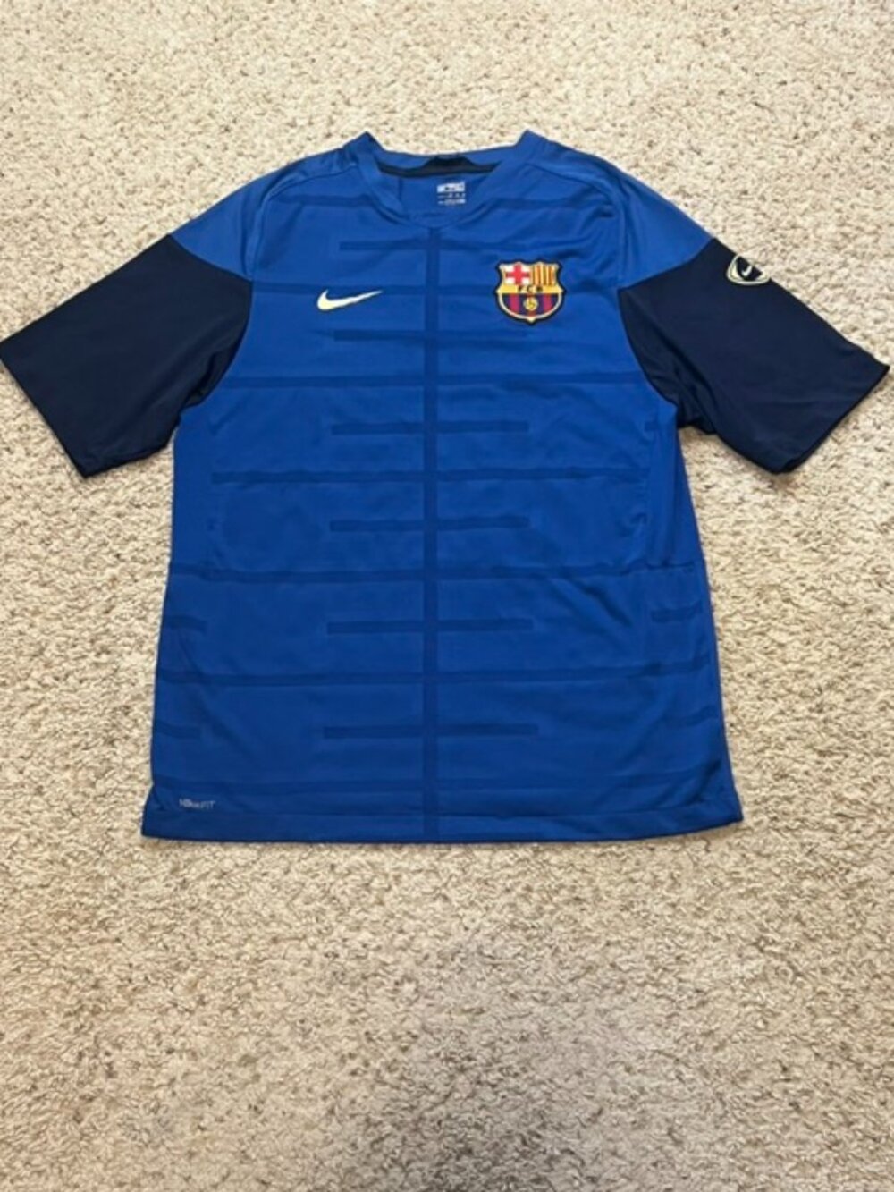 Barcelona FC 2009-10 Nike Blue Short Sleeve Training Top Shirt Jersey Sz Medium